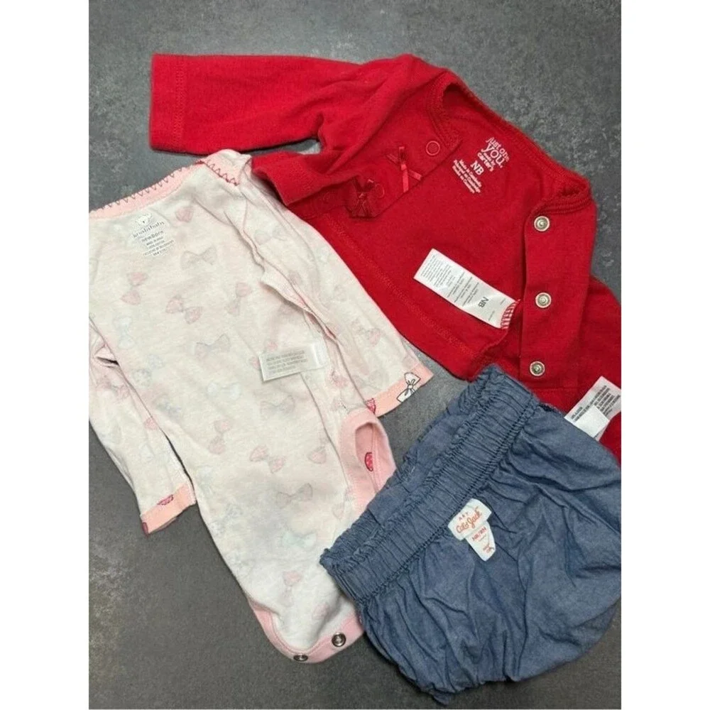 Just One You Carter’s NB Bow Bodysuit Cardigan Bloomers 3Pc Outfit Set